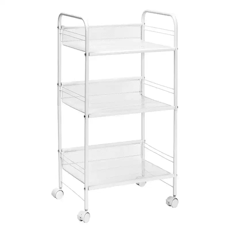 Chariot à roulettes : Rangement utilitaire portable en acier, chariot de salle de bain et de tirage de câbles, blanc, 34,6 po de hauteur, 17,9 po de profondeur