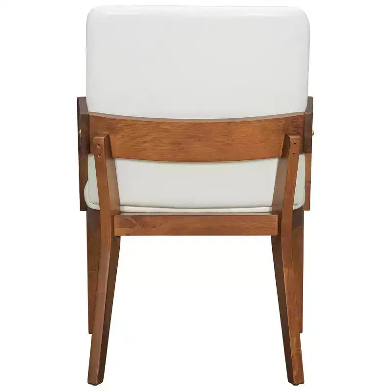 Lot de 2 chaises de salle à manger en cuir PU, chaise d'appoint rembourrée avec siège coussiné blanc brillant et cadre en bois, chaise avec ou sans accoudoirs, Noir/Noyer