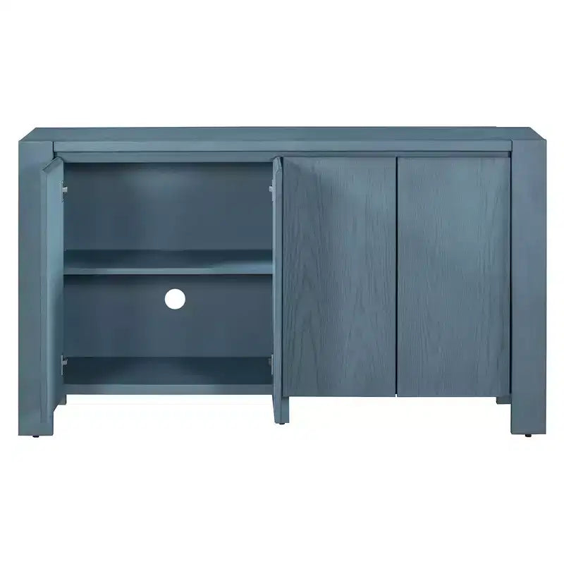 Bahut de ferme à 4 portes avec étagères réglables pour salle à manger et cuisine, bleu marine