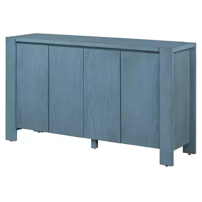 Bahut de ferme à 4 portes avec étagères réglables pour salle à manger et cuisine, bleu marine