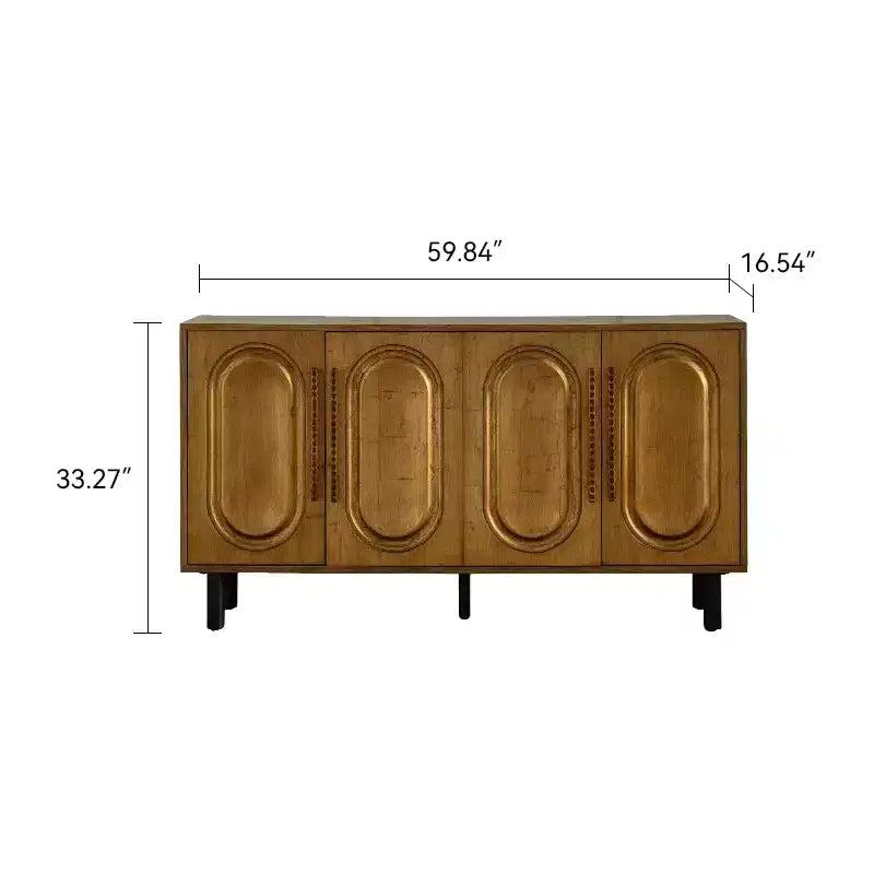 Meuble buffet avec 4 portes, console en bois avec étagère réglable, marron