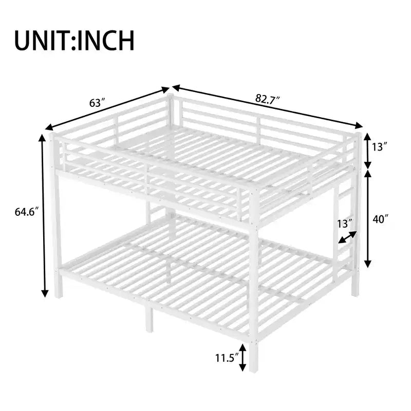 Lits Superposés Queen pour Adultes, Lits Superposés Robustes pour Adultes, Lit Superposé en Métal Taille Queen avec 2 Échelles, Silencieux, Blanc