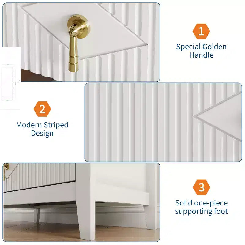 Commode Blanche Cannelée pour Chambre, Tour de Rangement Haute de 43 po avec 5 Tiroirs, Commode Moderne, Unité de Rangement pour Placard, Entrée
