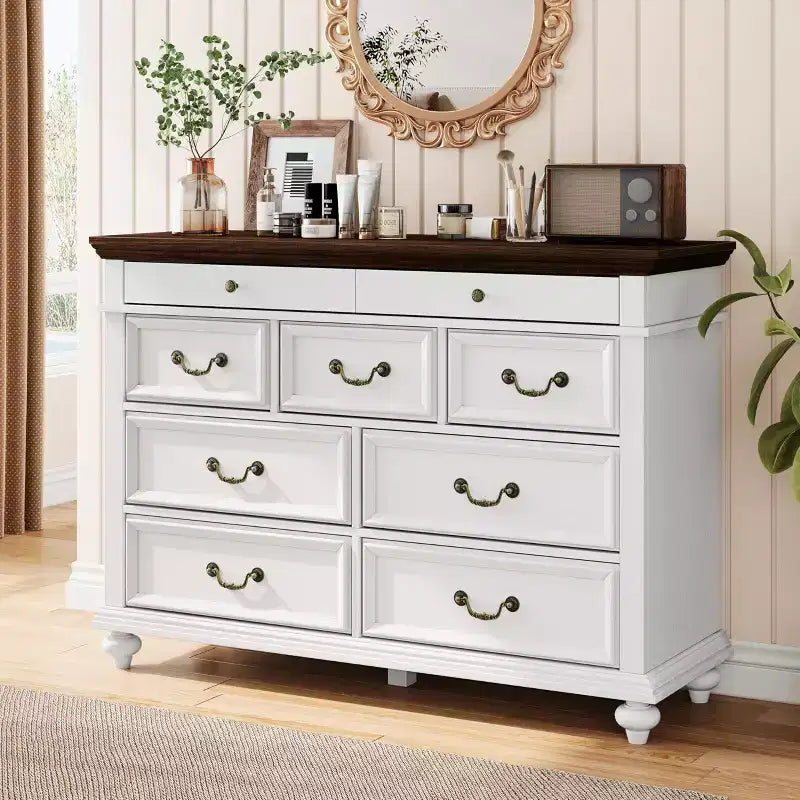 Commode de ferme à 9 tiroirs de 120 cm de large pour chambre à coucher et salon