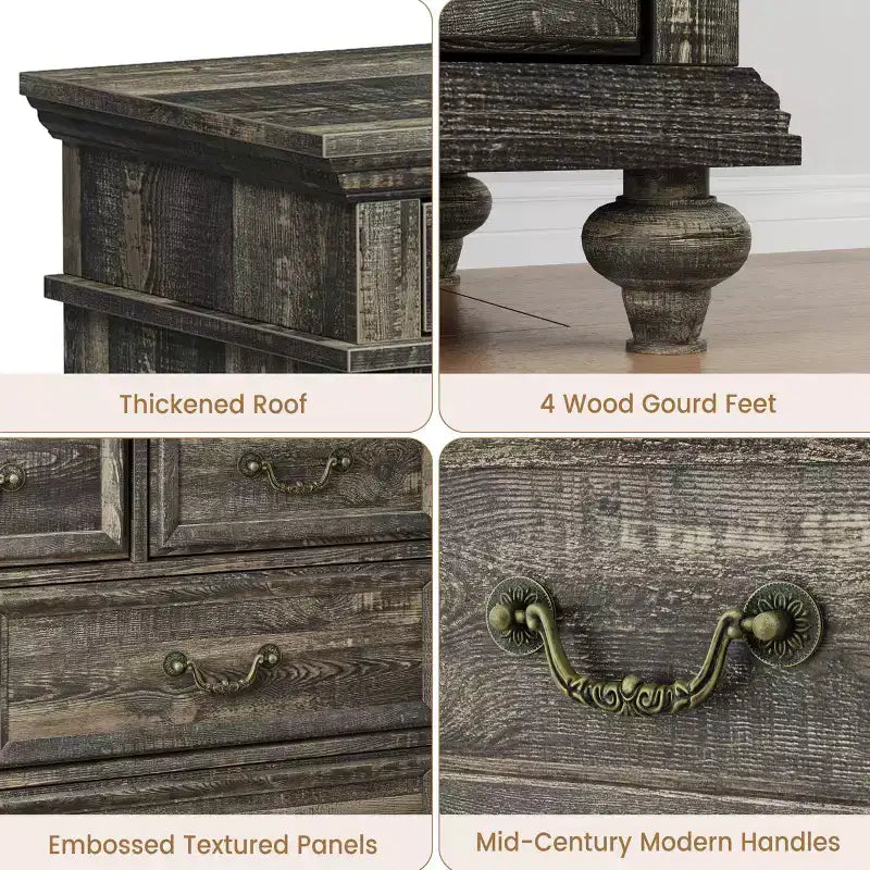 Commode de ferme à 9 tiroirs de 120 cm de large pour chambre à coucher et salon