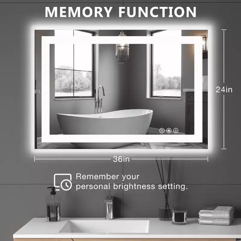 Miroir de salle de bain anti-buée à double source et trois modes