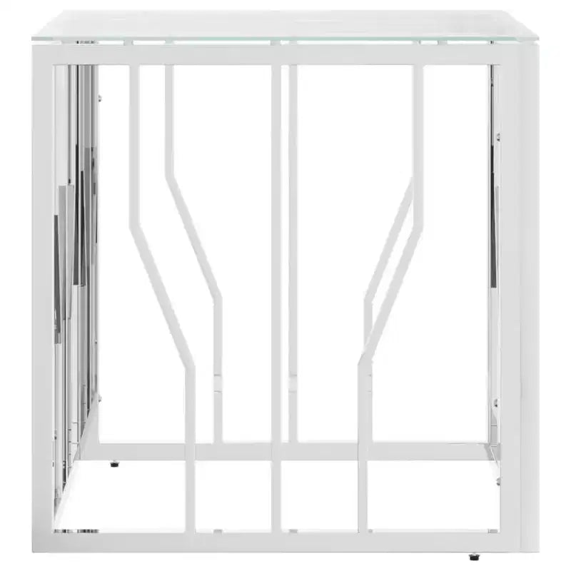 Table basse argentée, marbre acier inoxydable, verre trempé moyen - Verre argenté