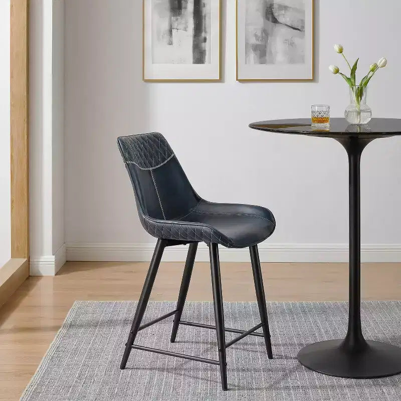Tabouret de bar rembourré hauteur comptoir bleu