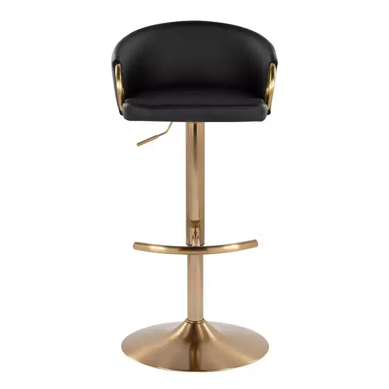 Lot de 2 tabourets de bar réglables Claire Or/PU noir