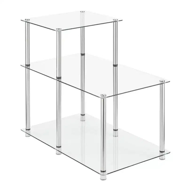 Classic Glass 3 Tier Step End Table Clear Glass - Breighton Home