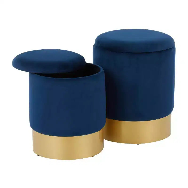Lot de 2 poufs gigognes Marla style glamour contemporain