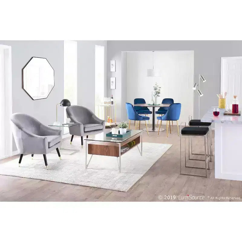 Lot de 2 tabourets de bar empilables contemporains Fuji