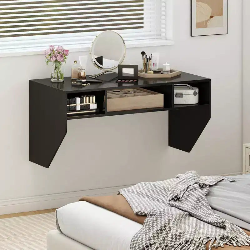 Table d'ordinateur murale flottante, bureau solide, mobilier de bureau à domicile, étagère de rangement