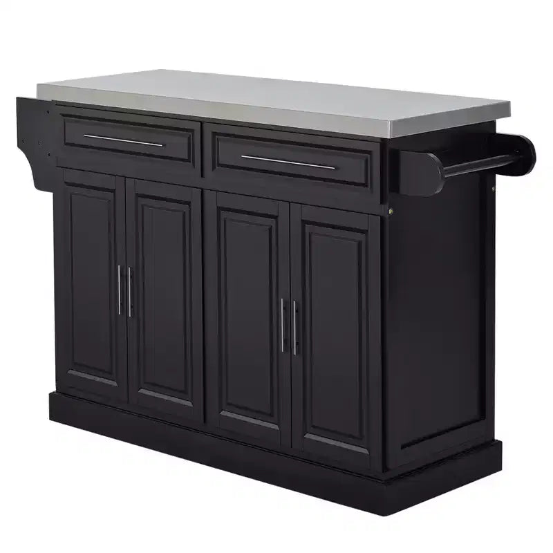 Chariot de rangement de cuisine portable multi-compartiments avec plateau en acier inoxydable et armoire à roulettes