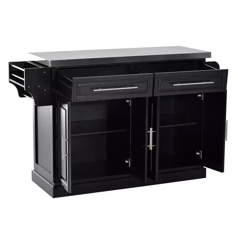 Chariot de rangement de cuisine portable multi-compartiments avec plateau en acier inoxydable et armoire à roulettes