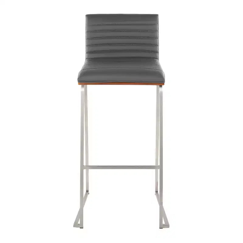 Lot de 2 tabourets de bar 76 cm en acier inoxydable, noyer et cuir PU