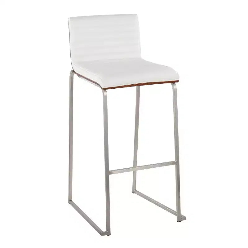 Lot de 2 tabourets de bar 76 cm en acier inoxydable, noyer et cuir PU