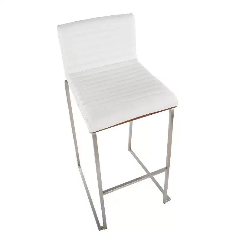 Lot de 2 tabourets de bar 76 cm en acier inoxydable, noyer et cuir PU