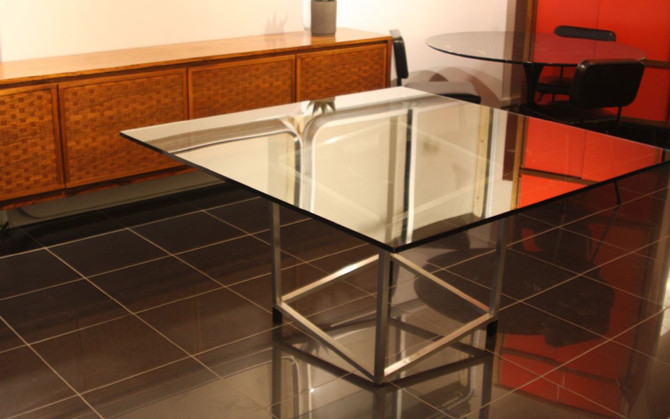 Table en verre et acier de Francois Morellet présenté par 39Galerie